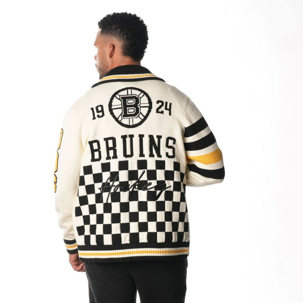 Boston Bruins The Wild Collective Unisex Jacquard Full-Zip Sweater - Cream