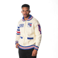 New York Rangers The Wild Collective Unisex Jacquard Full-Zip Sweater - Cream