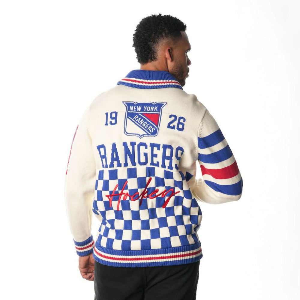 New York Rangers The Wild Collective Unisex Jacquard Full-Zip Sweater - Cream