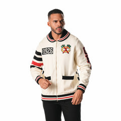 Chicago Blackhawks The Wild Collective Unisex Jacquard Full-Zip Sweater - Cream