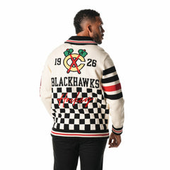 Chicago Blackhawks The Wild Collective Unisex Jacquard Full-Zip Sweater - Cream