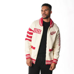 Detroit Red Wings The Wild Collective Unisex Jacquard Full-Zip Sweater - Cream