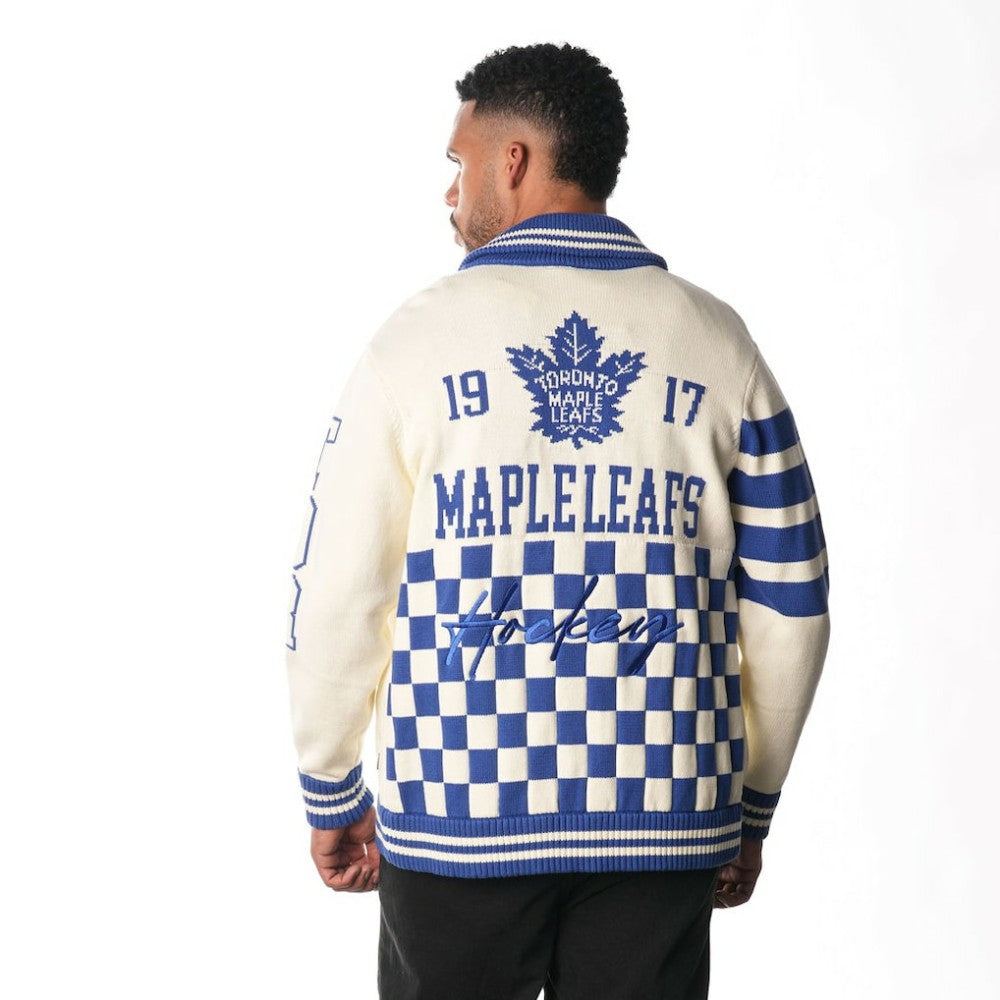 Toronto Maple Leafs The Wild Collective Unisex Jacquard Full-Zip Sweater - Cream