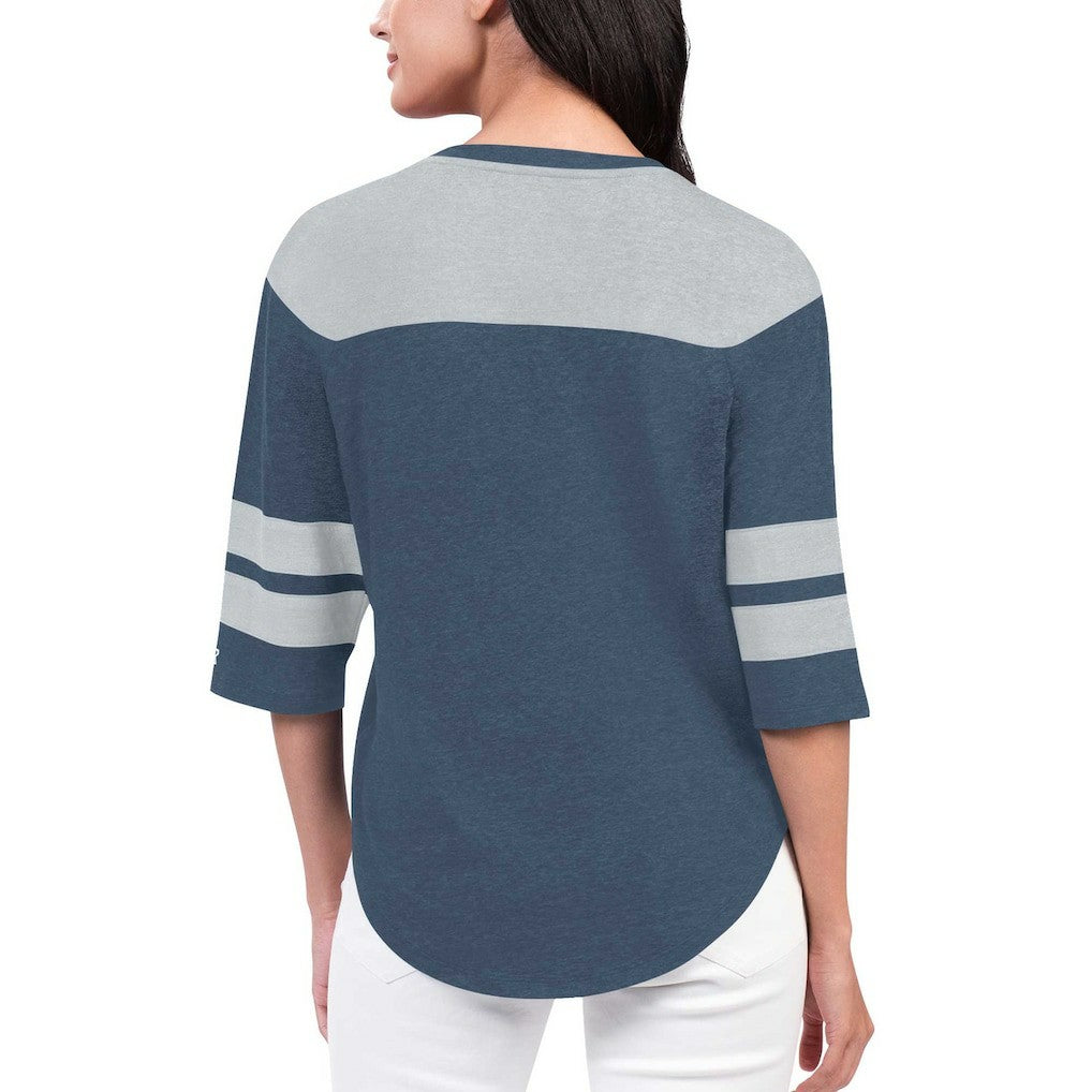 Dallas Cowboys Starter Women's Fullback Tri-Blend 3/4-Sleeve T-Shirt - Navy sale