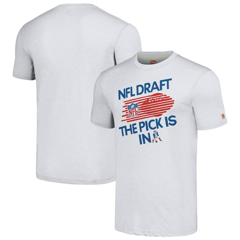 New England Patriots Homage Unisex 2024 Team Draft Tri-Blend T-Shirt - Heather Gray cheap