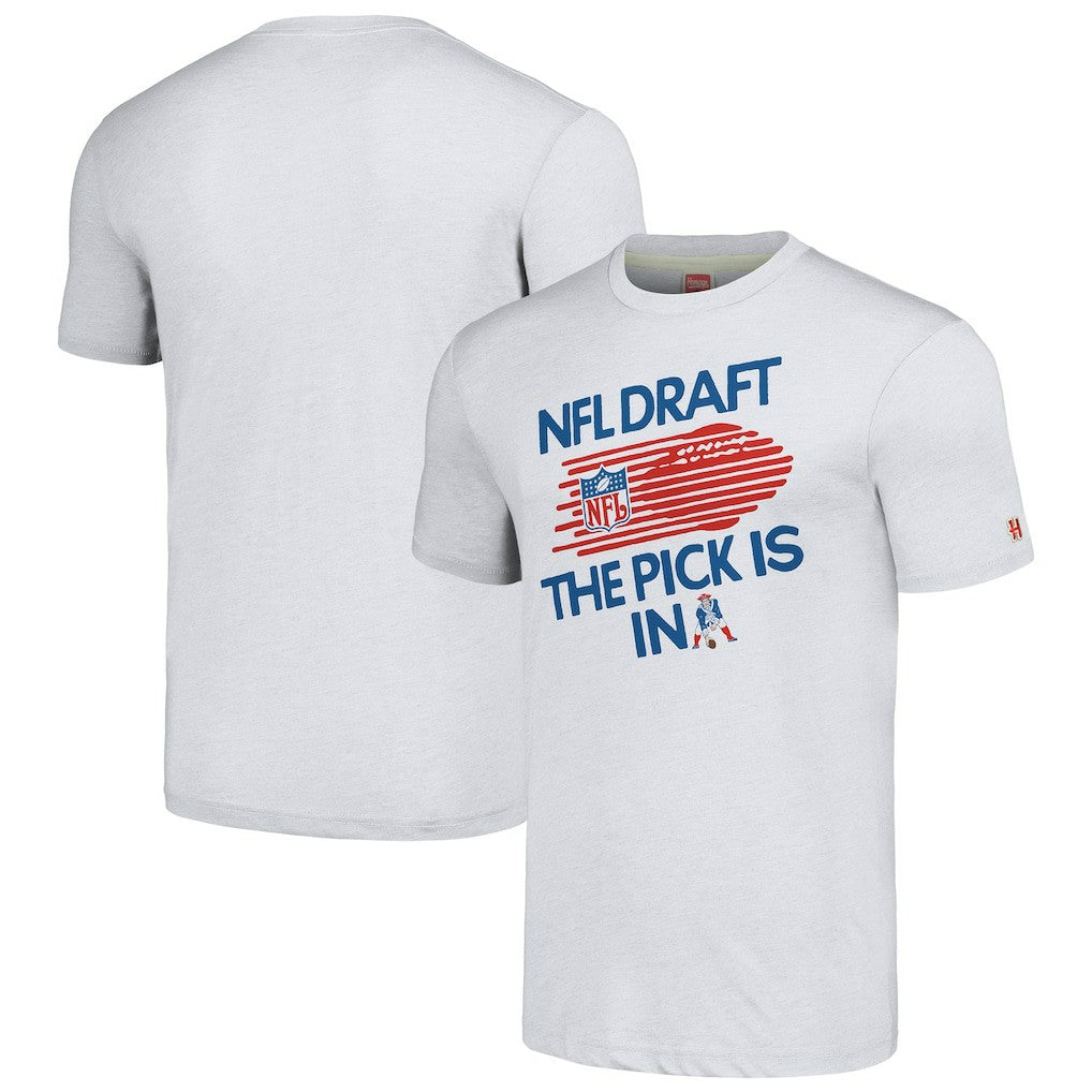 New England Patriots Homage Unisex 2024 Team Draft Tri-Blend T-Shirt - Heather Gray cheap