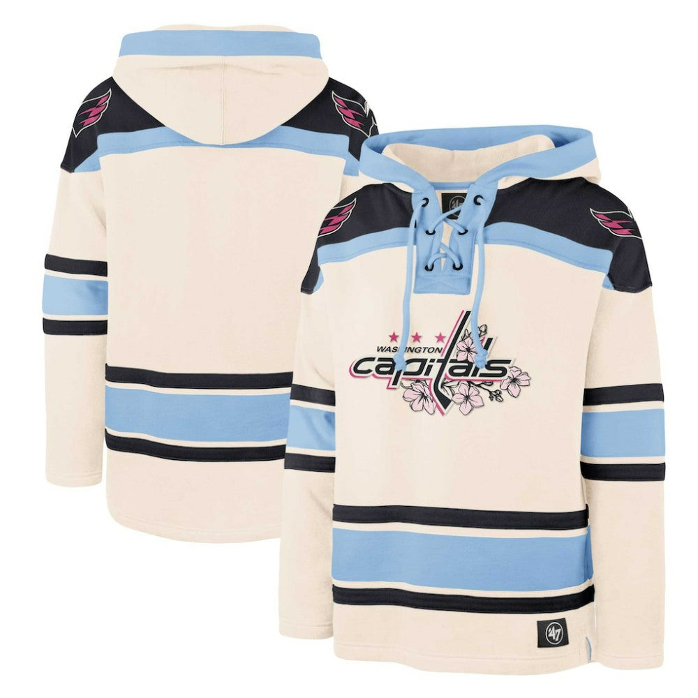 Washington Capitals '47 Cherry Blossom Lacer Pullover Hoodie - Cream Hoodies