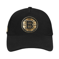 Boston Bruins Pro Standard Metallic Logo Pinch Front Adjustable Hat - Black Hats