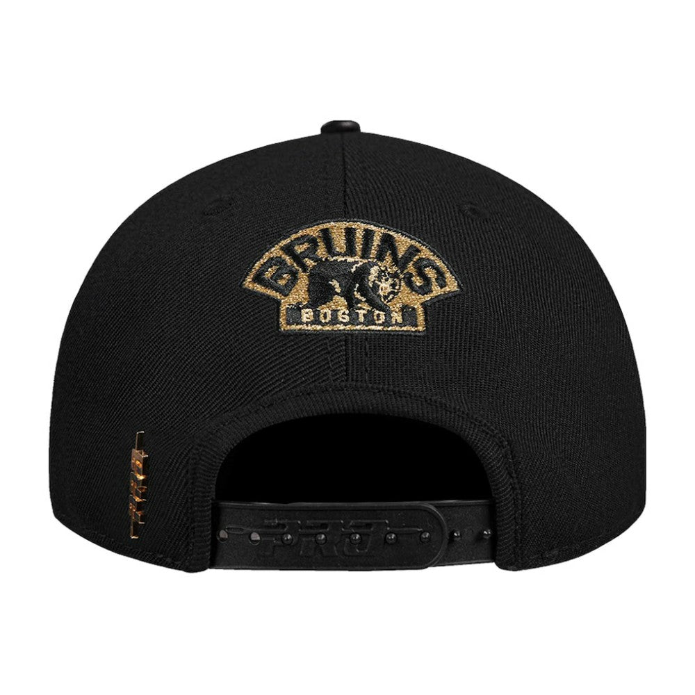 Boston Bruins Pro Standard Metallic Logo Pinch Front Adjustable Hat - Black Hats