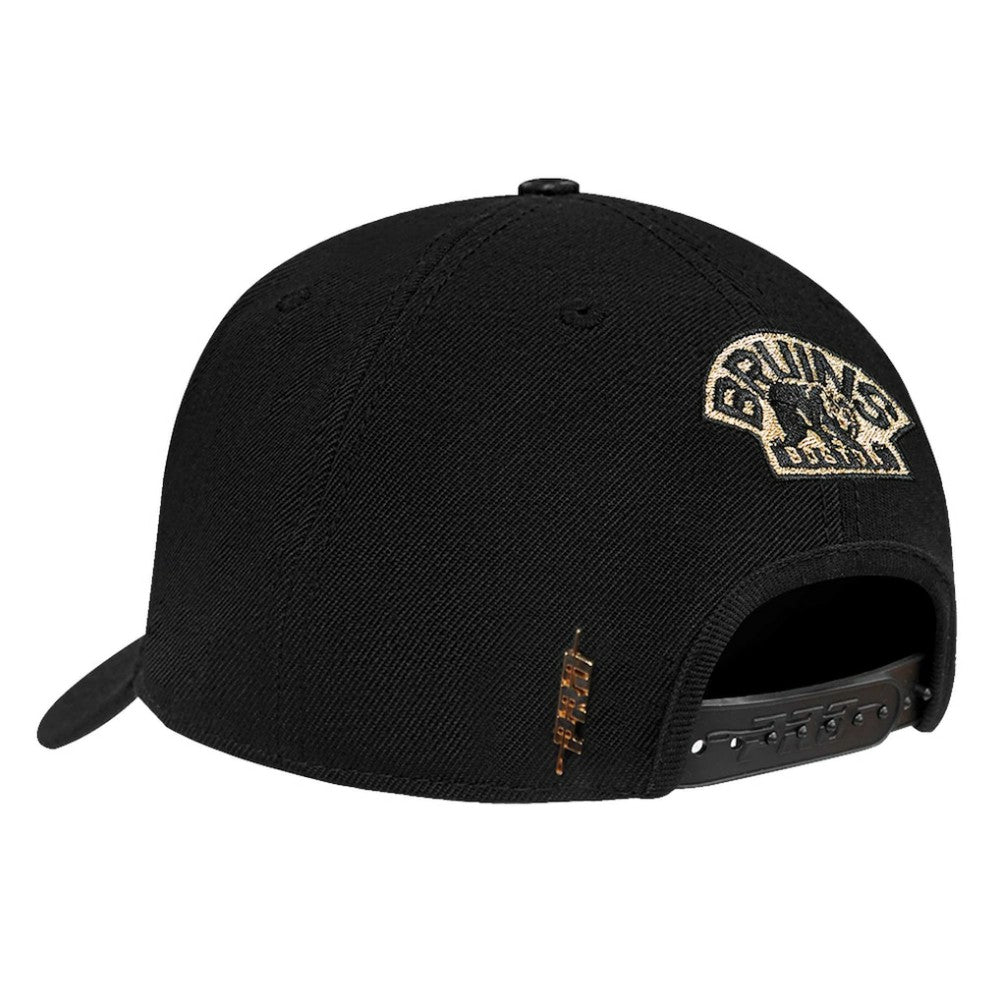 Boston Bruins Pro Standard Metallic Logo Pinch Front Adjustable Hat - Black Hats