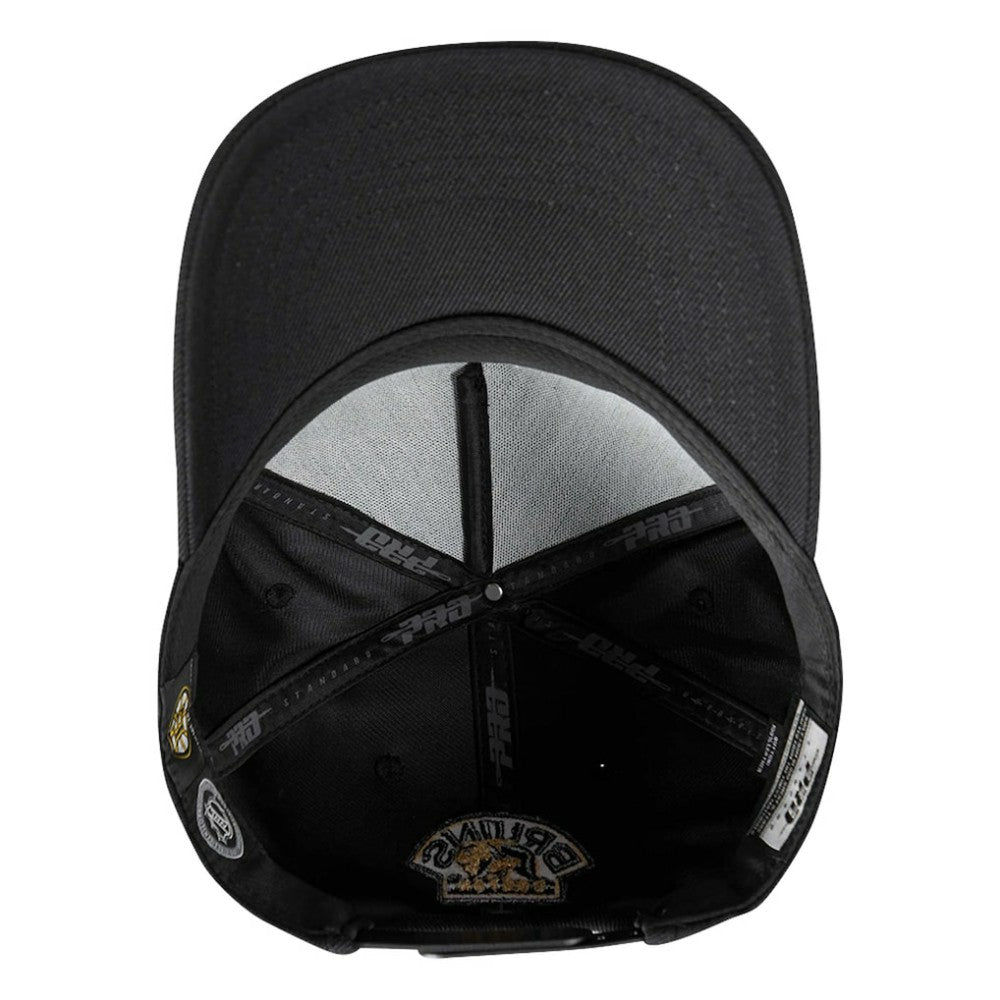 Boston Bruins Pro Standard Metallic Logo Pinch Front Adjustable Hat - Black Hats
