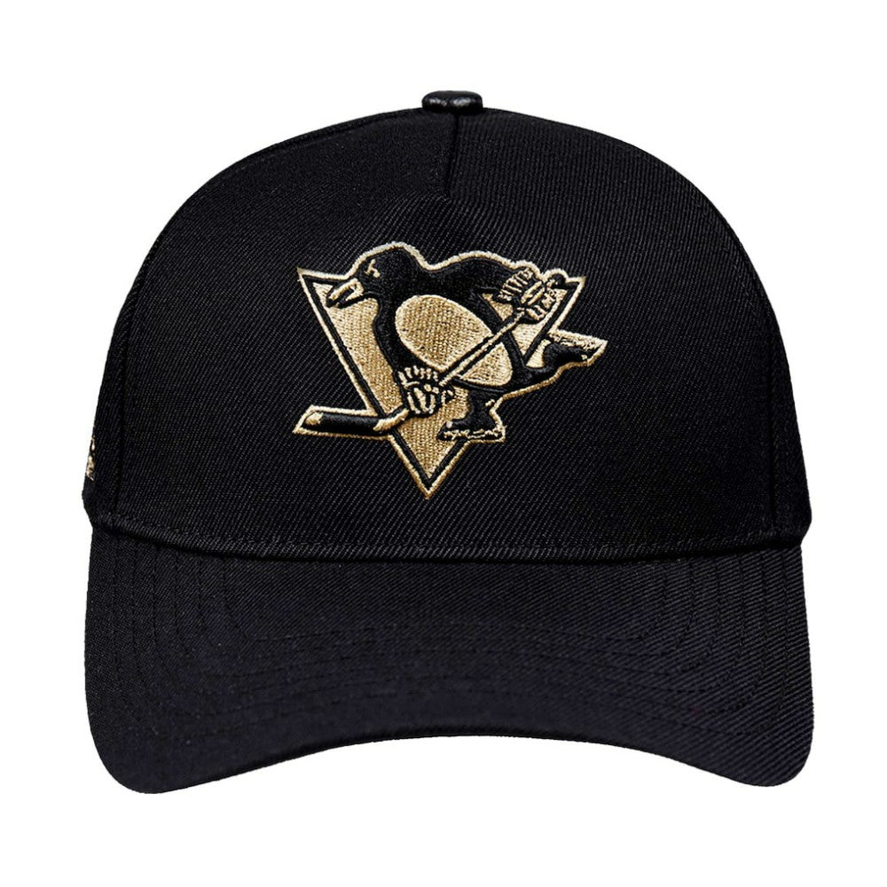 Pittsburgh Penguins Pro Standard Metallic Logo Pinch Front Adjustable Hat - Black Hats