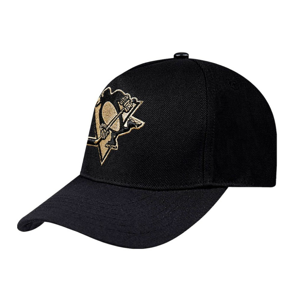 Pittsburgh Penguins Pro Standard Metallic Logo Pinch Front Adjustable Hat - Black Hats