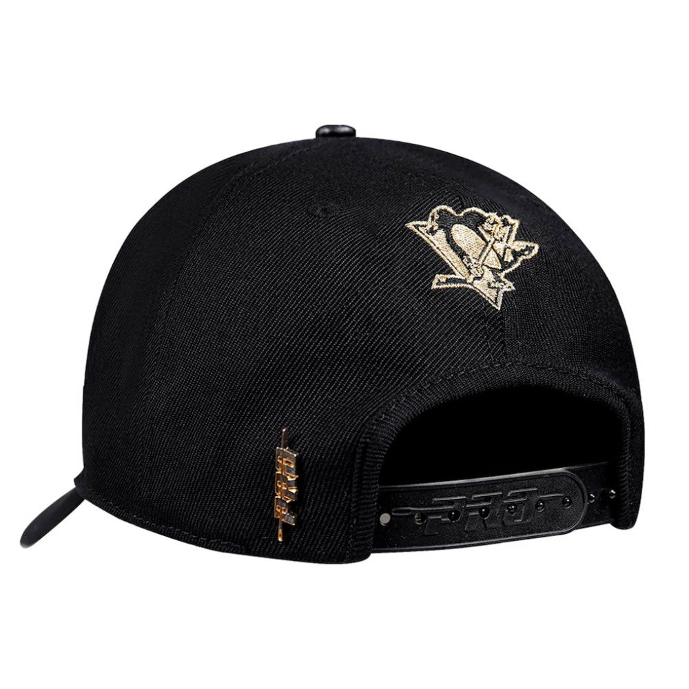 Pittsburgh Penguins Pro Standard Metallic Logo Pinch Front Adjustable Hat - Black Hats