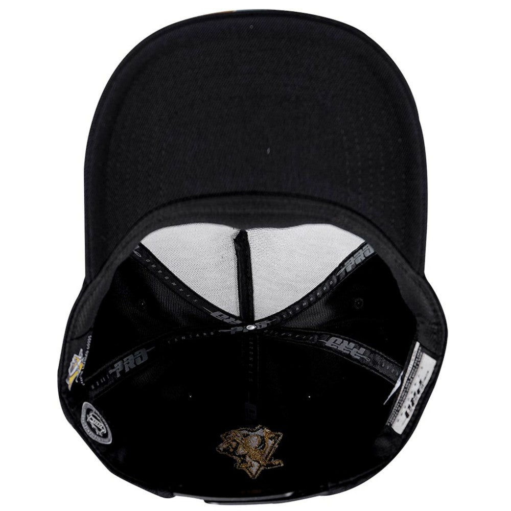 Pittsburgh Penguins Pro Standard Metallic Logo Pinch Front Adjustable Hat - Black Hats