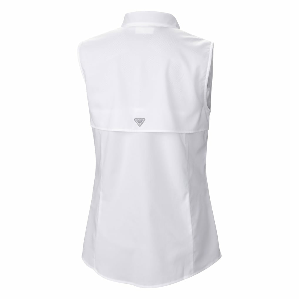 Miami Dolphins Women's PFG Tamiami Omni-Shade Sleeveless Button-Up Shirt - White cheap