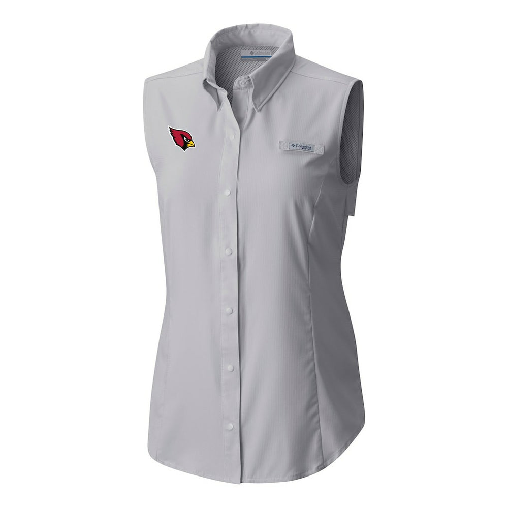 Arizona Cardinals Women's PFG Tamiami Omni-Shade Sleeveless Button-Up Shirt - Gray for sale