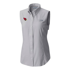 Arizona Cardinals Women's PFG Tamiami Omni-Shade Sleeveless Button-Up Shirt - Gray for sale