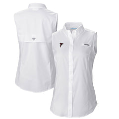 Atlanta Falcons Women's PFG Tamiami Omni-Shade Sleeveless Button-Up Shirt - White for sale