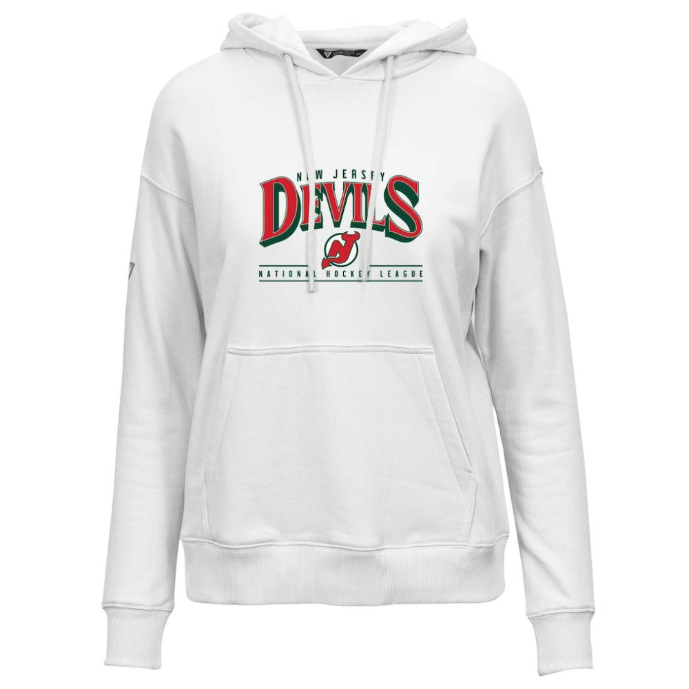 New Jersey Devils Levelwear Women's Retro Adorn Spellout Pullover Hoodie - White Jerseys