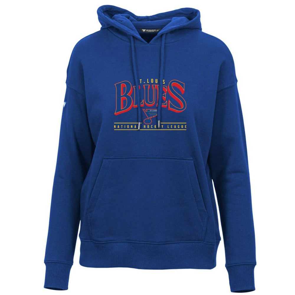 St. Louis Blues Levelwear Women's Retro Adorn Spellout Pullover Hoodie - Blue Hoodies