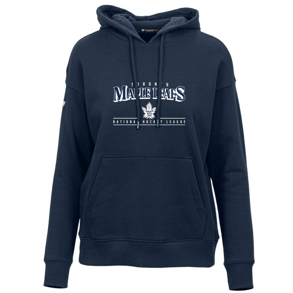 Toronto Maple Leafs Levelwear Women's Retro Adorn Spellout Pullover Hoodie - Navy Hoodies