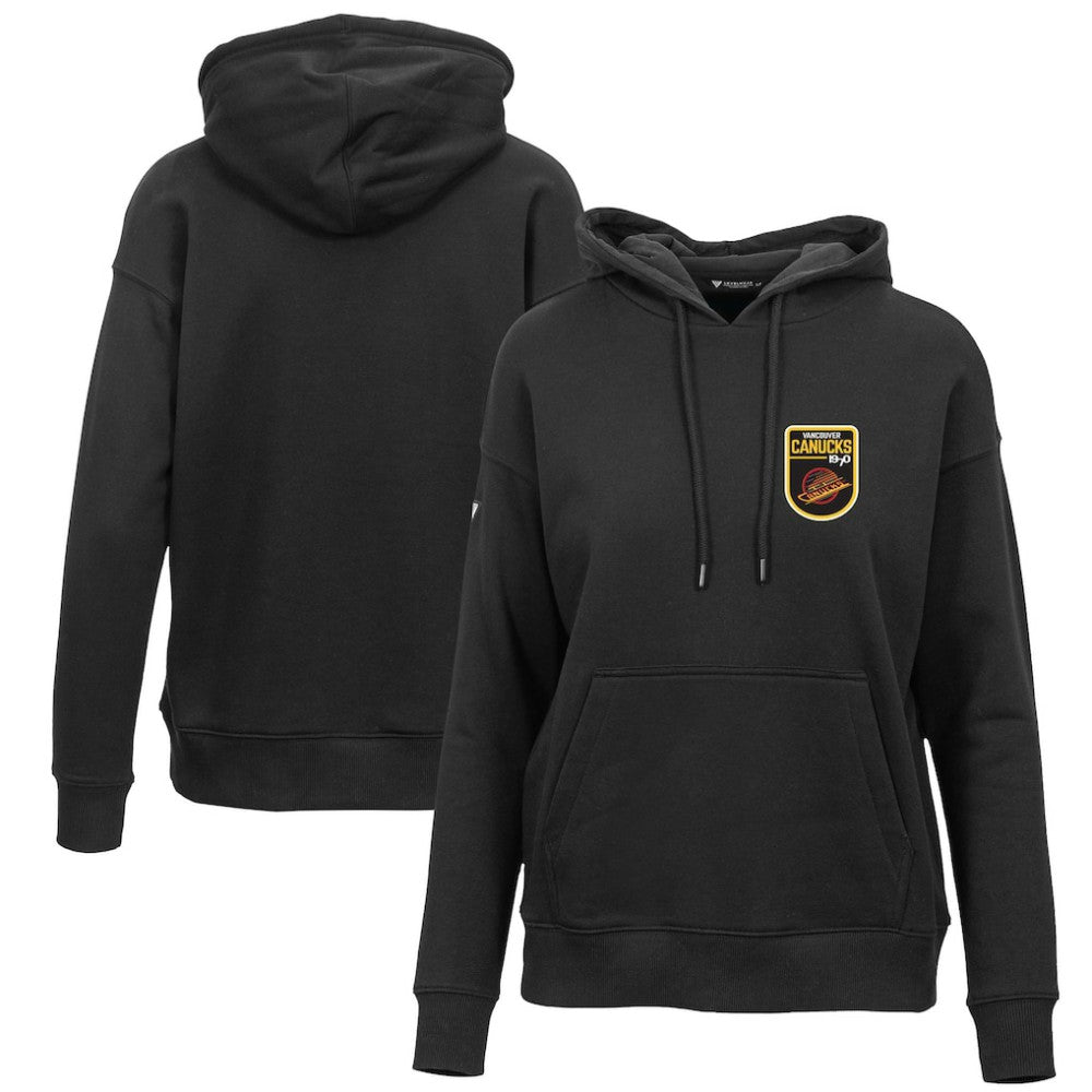 Vancouver Canucks Levelwear Women's Retro Adorn Pullover Hoodie - Black Hoodies
