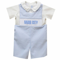 Manchester City Vive La Fete Toddler Gingham Smocked Jon Jon Romper Discount - Sky Blue