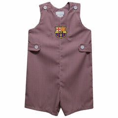 Barcelona Vive La Fete Toddler Gingham Jon Jon Romper on sale - Maroon