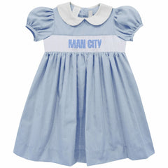 Manchester City Vive La Fete Girls Toddler Gingham Smocked Dress Discount - Sky Blue