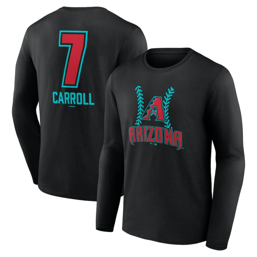 Corbin Carroll Arizona Diamondbacks Name & Number Fastball Long Sleeve T-Shirt Black