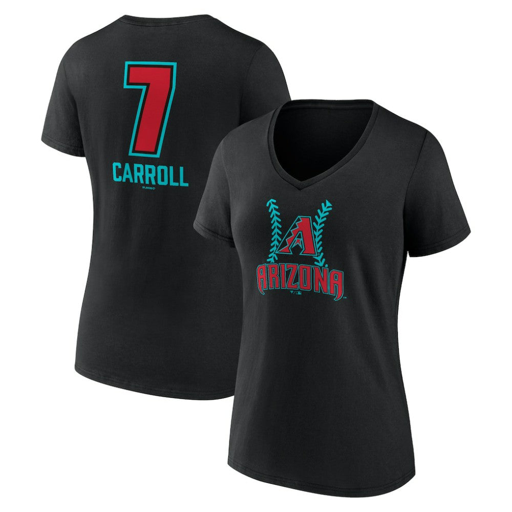Corbin Carroll Arizona Diamondbacks Women's Name & Number Fastball V-Neck T-Shirt Black