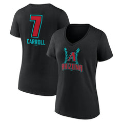 Corbin Carroll Arizona Diamondbacks Women's Name & Number Fastball V-Neck T-Shirt Black