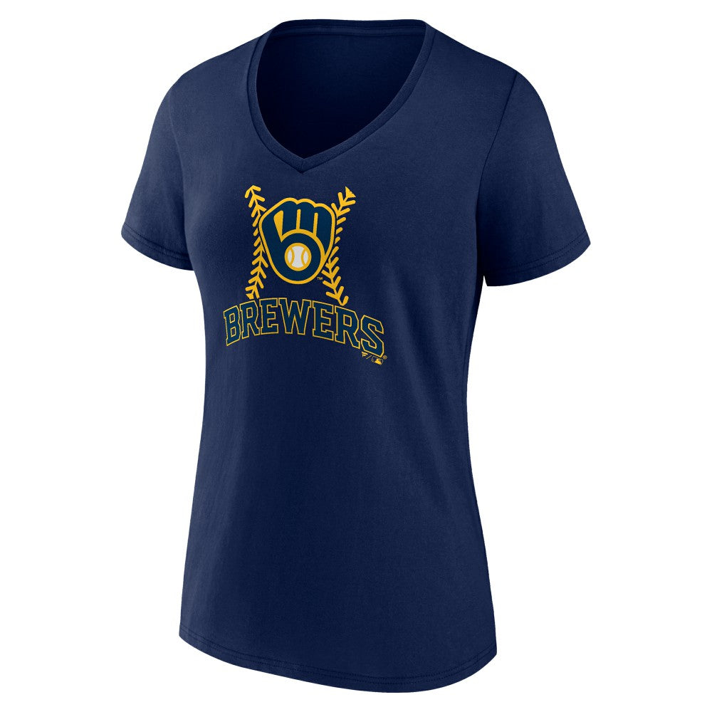 Christian Yelich Milwaukee Brewers Women's Name & Number Fastball V-Neck T-Shirt Navy