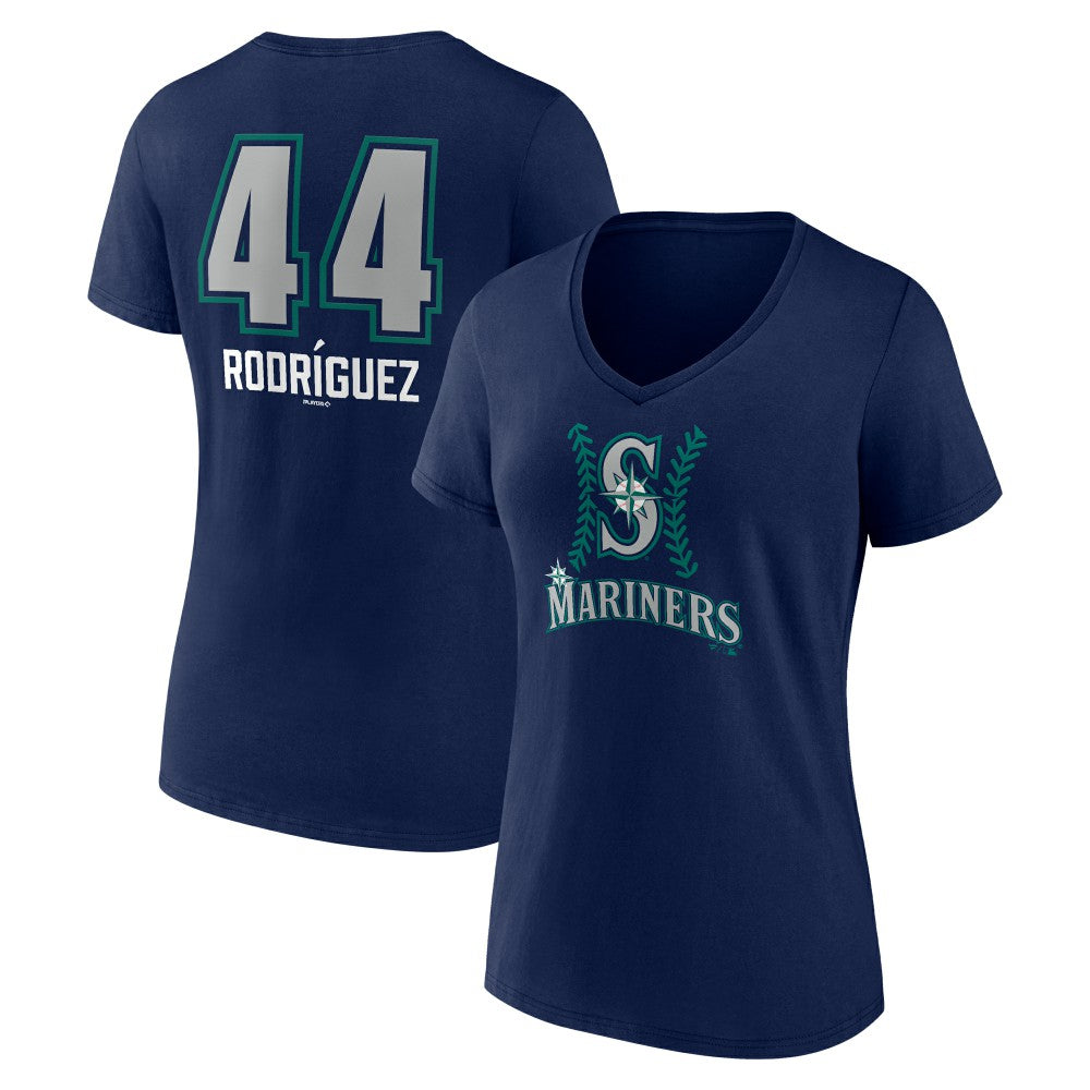 Julio Rodríguez Seattle Mariners Women's Name & Number Fastball V-Neck T-Shirt Navy