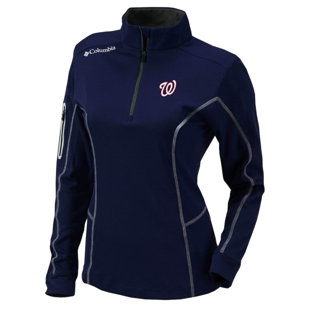 Washington Nationals Women's Omni-Wick Shotgun Quarter-Zip Pullover Top Navy