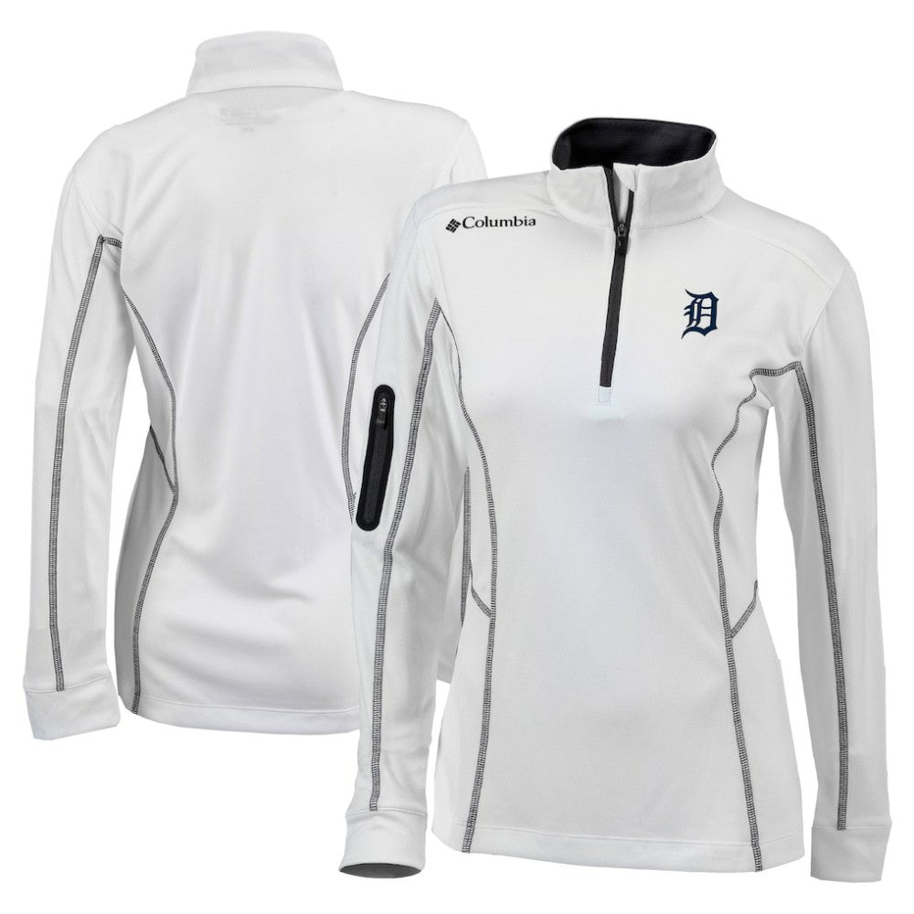 Detroit Tigers Women's Omni-Wick Shotgun Quarter-Zip Pullover Top White