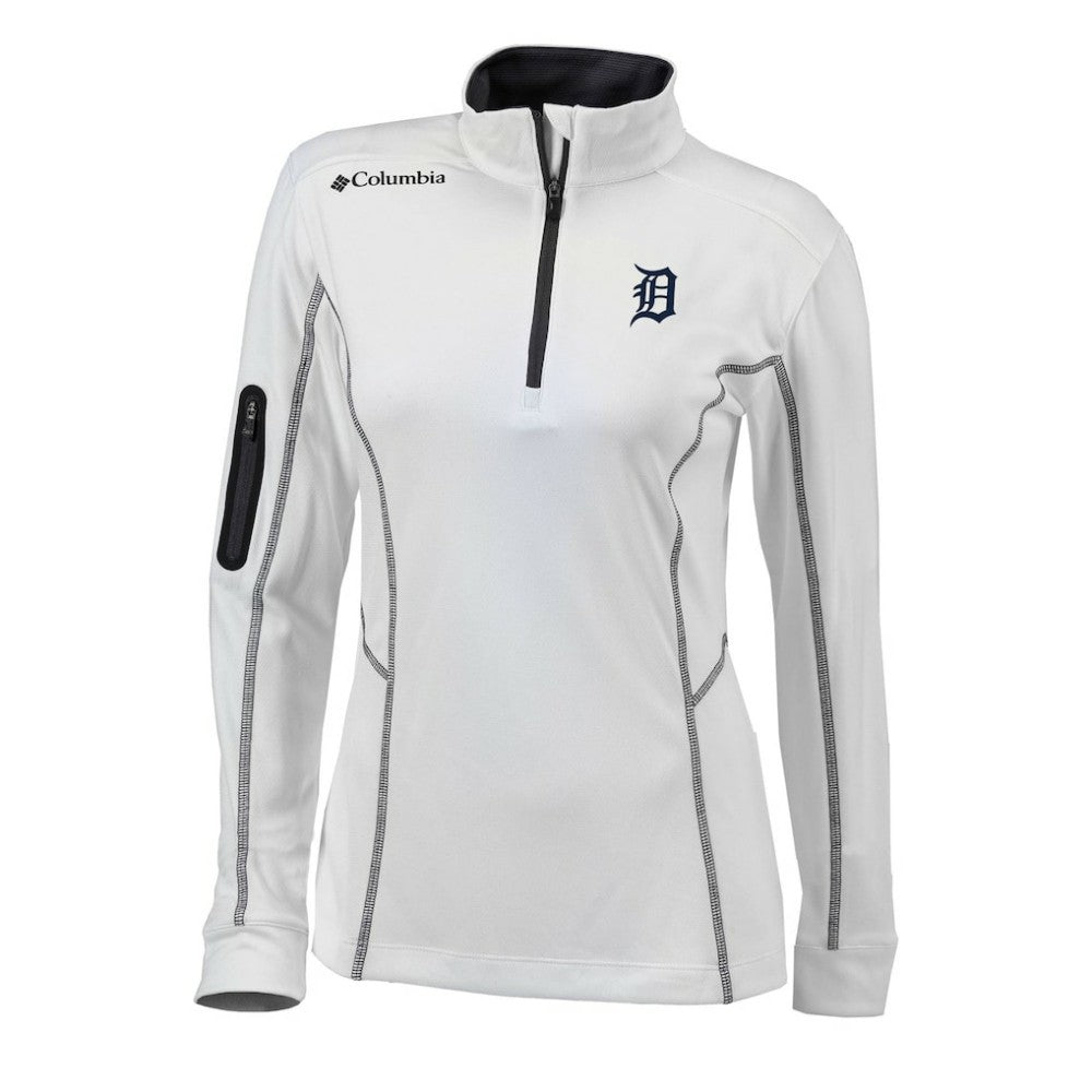 Detroit Tigers Women's Omni-Wick Shotgun Quarter-Zip Pullover Top White