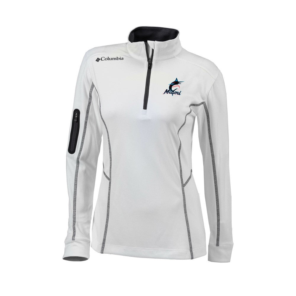 Miami Marlins Women's Omni-Wick Shotgun Quarter-Zip Pullover Top White