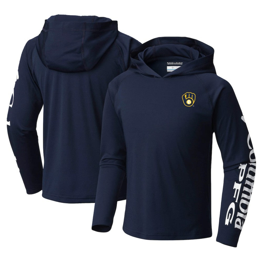 Milwaukee Brewers Youth Terminal Tackle Long Sleeve Hoodie T-Shirt Navy