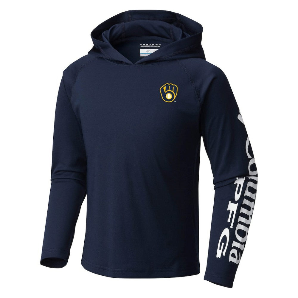 Milwaukee Brewers Youth Terminal Tackle Long Sleeve Hoodie T-Shirt Navy