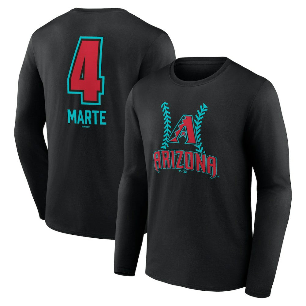 Ketel Marte Arizona Diamondbacks Name & Number Fastball Long Sleeve T-Shirt Black