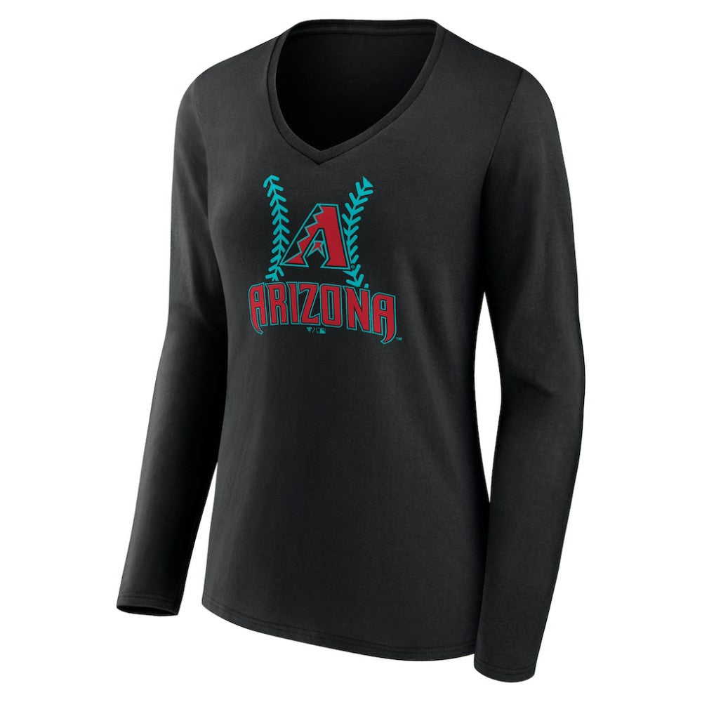 Ketel Marte Arizona Diamondbacks Women's Name & Number Fastball V-Neck Long Sleeve T-Shirt Black