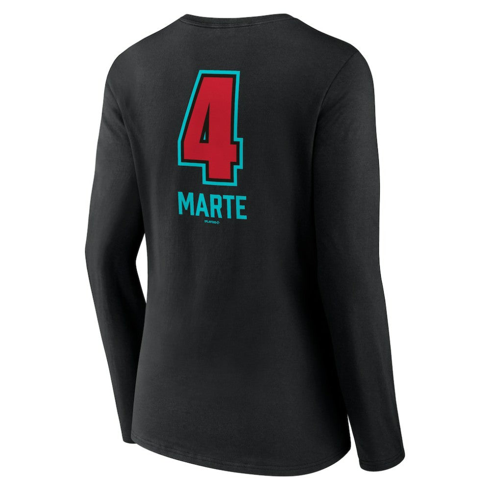 Ketel Marte Arizona Diamondbacks Women's Name & Number Fastball V-Neck Long Sleeve T-Shirt Black