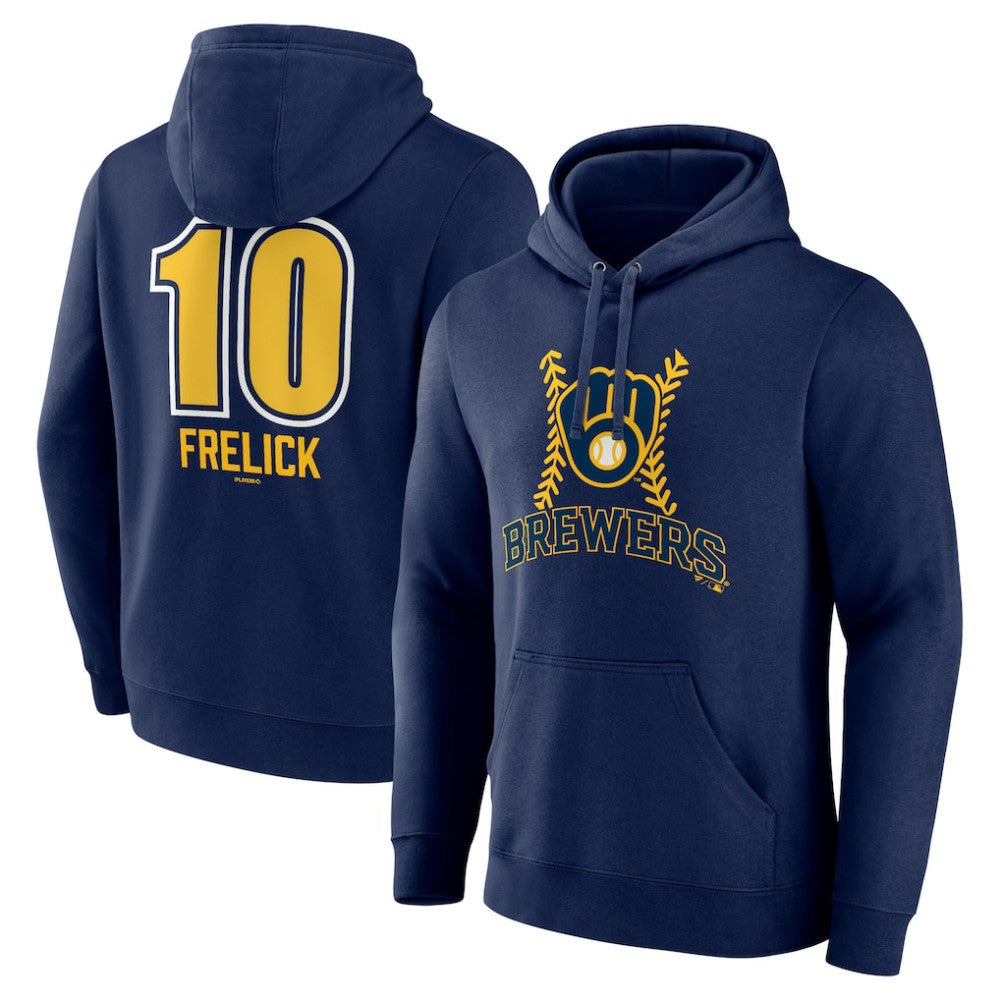 Sal Frelick Milwaukee Brewers Name & Number Fastball Pullover Hoodie Navy