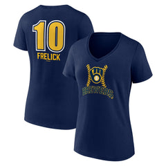 Sal Frelick Milwaukee Brewers Women's Name & Number Fastball V-Neck T-Shirt Navy