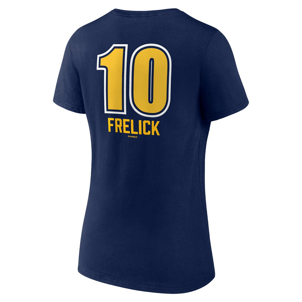 Sal Frelick Milwaukee Brewers Women's Name & Number Fastball V-Neck T-Shirt Navy