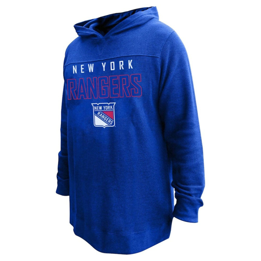 Mika Zibanejad New York Rangers Profile Women's Plus Size Name & Number Thermal Pullover Hoodie - Blue Hoodies