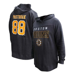 David Pastrnak Boston Bruins Profile Women's Plus Size Name & Number Thermal Pullover Hoodie - Black Hoodies
