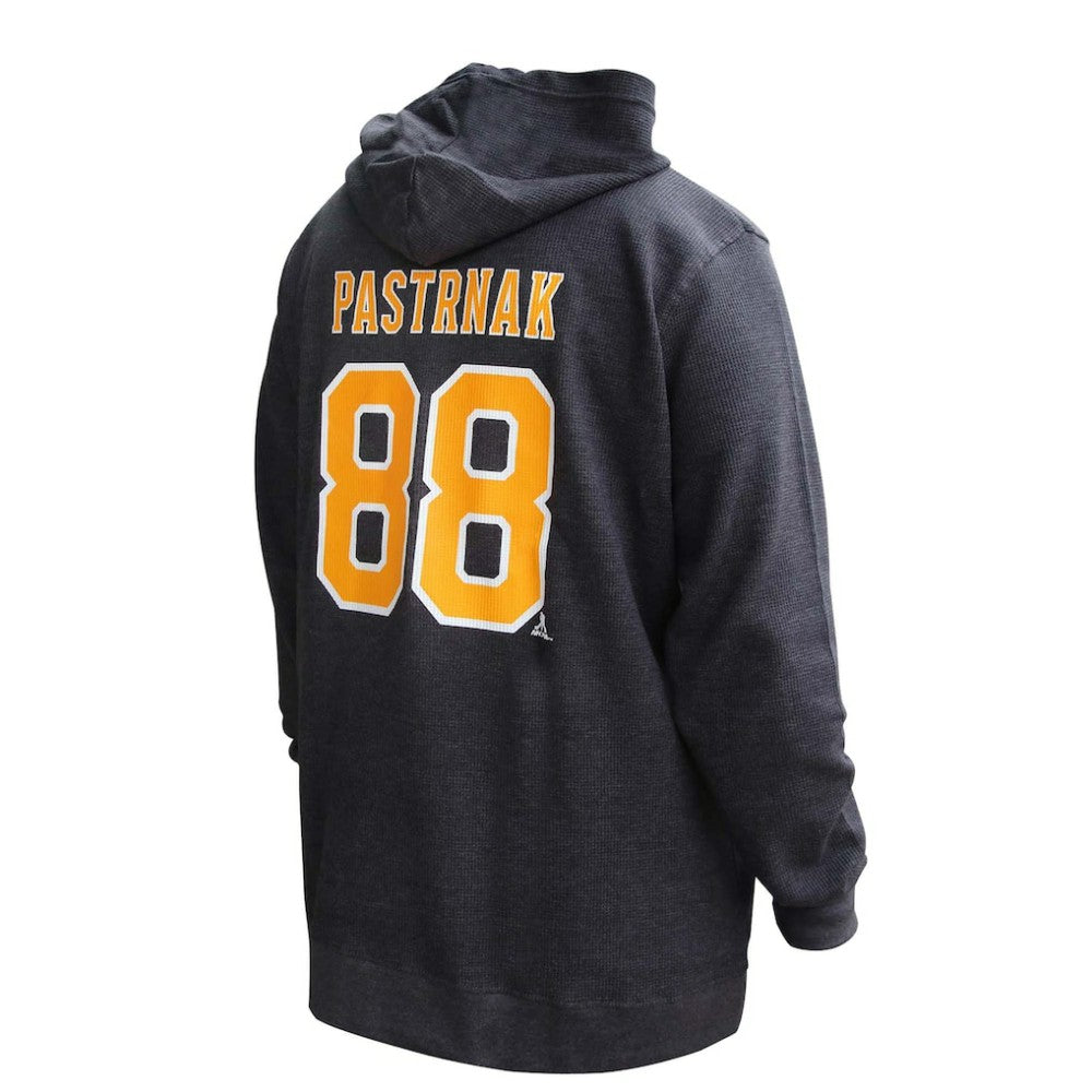 David Pastrnak Boston Bruins Profile Women's Plus Size Name & Number Thermal Pullover Hoodie - Black Hoodies